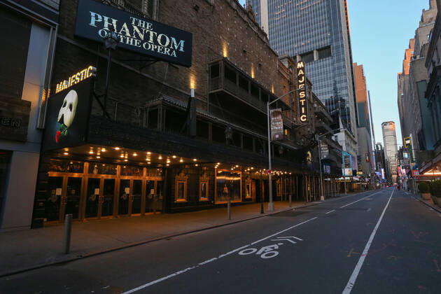 April 21, 2020, New York City, NY, United States: The Majestic Theater playing Phantom of the Opera on 44th Street lies dormant during the time of COVID-19 novel coronavirus. New York City United States - ZUMAh16_ 20200421_zaf_h16_015 Copyright: xDanxHerrickx