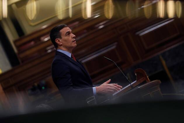 Spanish Prime Minister, Pedro Sanchez, delivers a speech during a new Spanish Government s question time session at Lower Chamber of Spanish Parliament, in Madrid, Spain, 22 April 2020. Government will expound the results of the lastest European Council meetings and the reasons to ask for the third extension of the state of alarm declared due to coronavirus outbreak. Spanish Government s question time session at Lower Chamber !ACHTUNG: NUR REDAKTIONELLE NUTZUNG!  Copyright: xJ.J.xGuillenx GRAF3891 20200422-637231436752746441
