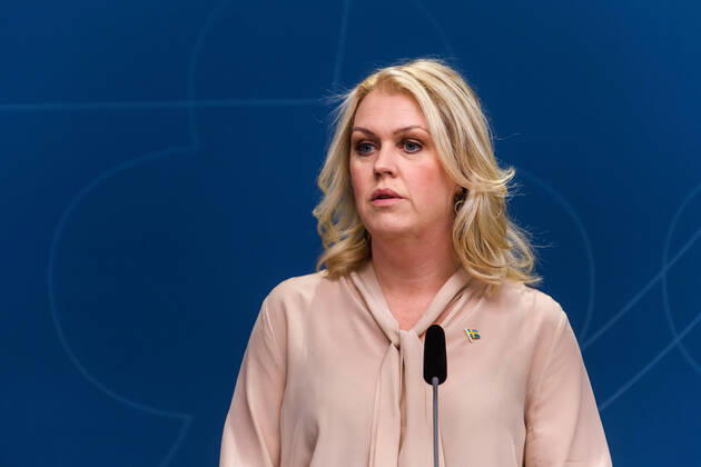 200422 Lena Hallengren, Minister for Health and Social Affairs, during a press conference with the government of Sweden regarding the coronavirus, Covid-19, on April 22, 2020 in Stockholm. Photo: Maxim ThorÃ BILDBYRAN kod MT bbeng presskonferens regeringen politik corona virus coronaviruset covid-19 press conference public events coronavirus Copyright: MAXIMxTHORE 0047207680st
