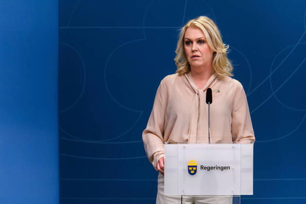 200422 Lena Hallengren, Minister for Health and Social Affairs, during a press conference with the government of Sweden regarding the coronavirus, Covid-19, on April 22, 2020 in Stockholm. Photo: Maxim ThorÃ BILDBYRAN kod MT bbeng presskonferens regeringen politik corona virus coronaviruset covid-19 press conference public events coronavirus Copyright: MAXIMxTHORE 0047207681st