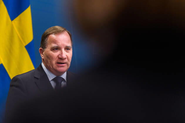 200422 Stefan Löfven, Prime Minister of Sweden, during a press conference with the government of Sweden regarding the coronavirus, Covid-19, on April 22, 2020 in Stockholm. Photo: Maxim ThorÃ BILDBYRAN kod MT bbeng presskonferens regeringen politik corona virus coronaviruset covid-19 press conference public events coronavirus Copyright: MAXIMxTHORE 0047207687st