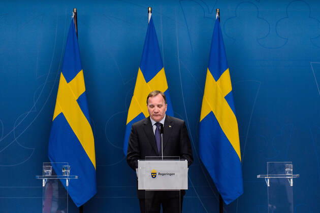 200422 Stefan Löfven, Prime Minister of Sweden, during a press conference with the government of Sweden regarding the coronavirus, Covid-19, on April 22, 2020 in Stockholm. Photo: Maxim ThorÃ BILDBYRAN kod MT bbeng presskonferens regeringen politik corona virus coronaviruset covid-19 press conference public events coronavirus Copyright: MAXIMxTHORE 0047207699st