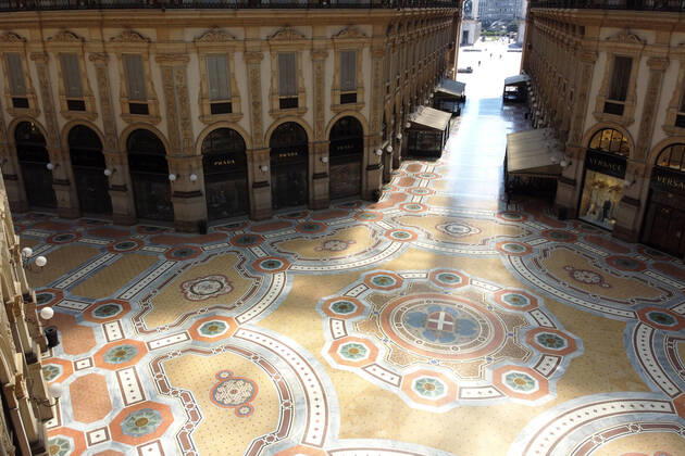 Italy, MilanTown, Milano Cittˆ, during restrictions due to the Coronavirus Covid-19, Galleria Vittorio Emanuele II