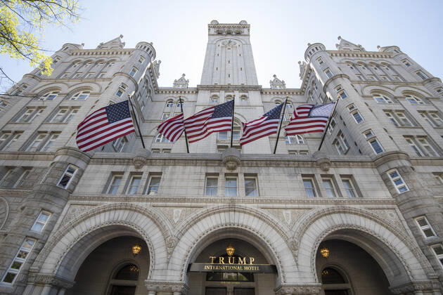 The Trump International Hotel is essentially closed due to COVID-19 in downtown Washington, DC on Wednesday, April 22, 2020. The hotel is asking for a break from it s rent that it pays the federal government for the lease of the Old Post Office Building. Office buildings, retail stores and restaurants are essentially closed downtown in the Nation s Capital due to COVID-19.  WAS2020042214 PATxBENIC