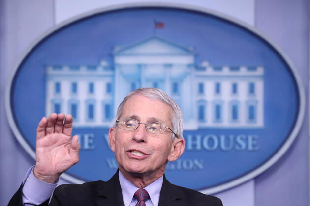 April 22, 2020, Washington, District of Columbia, USA: Anthony Fauci, Director of the National Institute of Allergy and Infectious Diseases, is joined by members of the Coronavirus Task Force to deliver remarks on the COVID-19 pandemic in the James S. Brady Press Briefing Room of the White House in Washington, DC, USA, 22 April 2020 Washington USA - ZUMAs152 20200422_zaa_s152_057 Copyright: xMichaelxReynoldsx
