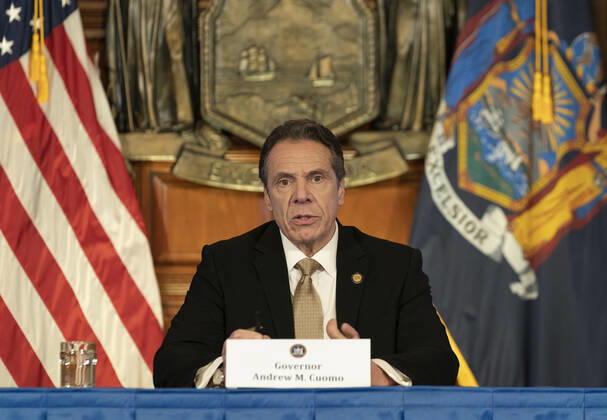 Governor Cuomo holds briefing on COVID-19 response Governor Cuomo holds briefing on COVID-19 response at Red Room at New York State Capitol Building Albany New York United States Copyright: LevxRadin