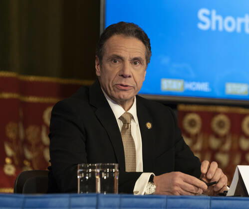Governor Cuomo holds briefing on COVID-19 response Governor Cuomo holds briefing on COVID-19 response at Red Room at New York State Capitol Building Albany New York United States Copyright: LevxRadin