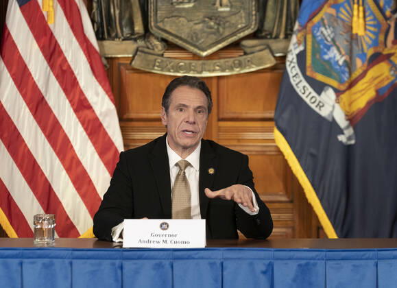Governor Cuomo holds briefing on COVID-19 response Governor Cuomo holds briefing on COVID-19 response at Red Room at New York State Capitol Building Albany New York United States Copyright: LevxRadin