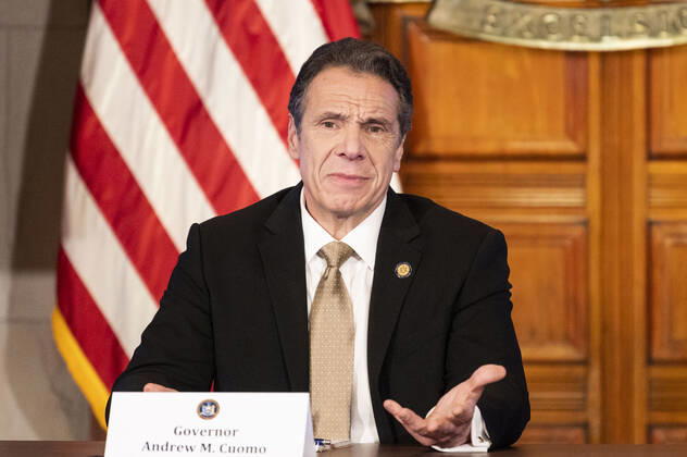 April 22, 2020, Albany, NY, U.S: April 22, 2020 - Albany, NY, United States: New York Governor ANDREW CUOMO (D) speaking at a press Conference at the State Capitol. Albany U.S. - ZUMAb161 20200422_zap_b161_040 Copyright: xMichaelxBrochsteinx