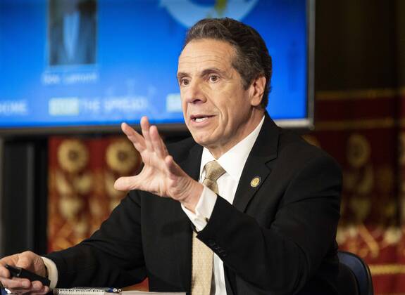 April 22, 2020, Albany, NY, U.S: April 22, 2020 - Albany, NY, United States: New York Governor ANDREW CUOMO (D) speaking at a press Conference at the State Capitol. Albany U.S. - ZUMAb161 20200422_zap_b161_046 Copyright: xMichaelxBrochsteinx