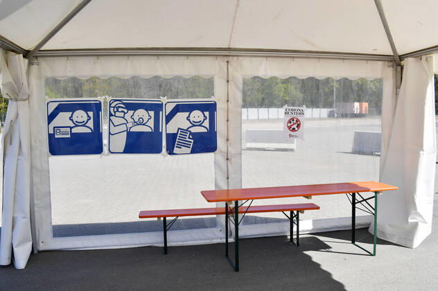 Der Zentrale Festplatz am Kurt-Schumacher-Damm 207 wird zur ersten Corona-Teststation in Berlin. Berlin, 23.04.2020