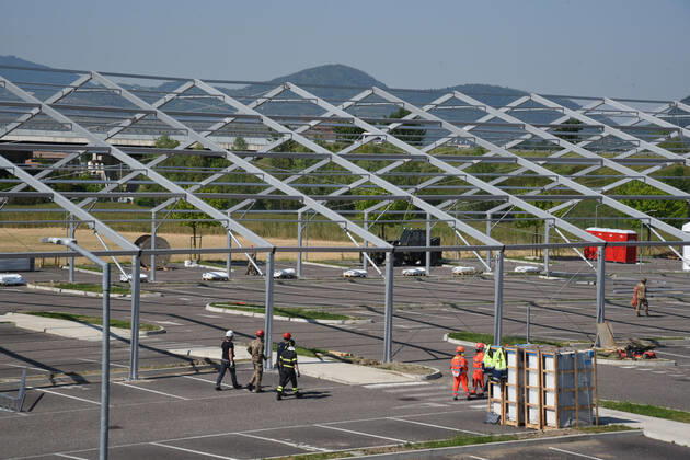 construction of the field hospital at monselice donated from qatar to italy during Construction of The Qatar Field Hospital at Monselice, Health in monselice (pd), Italy, April 23 2020  Copyright: xLM SimonexPiccirillix xIPAx xLivexMediax 0