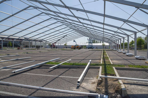 construction of the field hospital at monselice donated from qatar to italy during Construction of The Qatar Field Hospital at Monselice, Health in monselice (pd), Italy, April 23 2020  Copyright: xLM SimonexPiccirillix xIPAx xLivexMediax 0