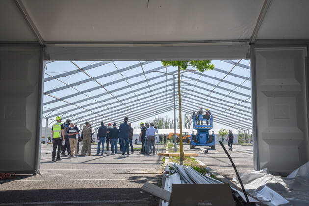 construction of the field hospital at monselice donated from qatar to italy during Construction of The Qatar Field Hospital at Monselice, Health in monselice (pd), Italy, April 23 2020  Copyright: xLM SimonexPiccirillix xIPAx xLivexMediax 0