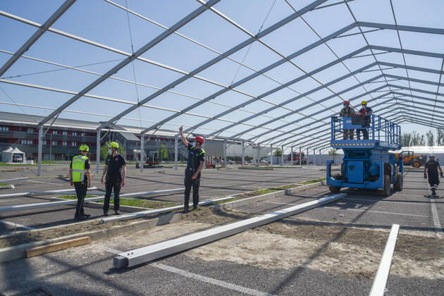 construction of the field hospital at monselice donated from qatar to italy during Construction of The Qatar Field Hospital at Monselice, Health in monselice (pd), Italy, April 23 2020  Copyright: xLM SimonexPiccirillix xIPAx xLivexMediax 0