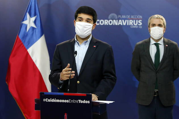 Santiago, April 23, 2020 The Minister of National Assets, Julio Isamit and the Minister of the Interior, Gonzalo Blumel, announce the COVID 19 Territorial Viewer open to the public Paul Plaza MBN Via Aton Chile, Santiago Chile Aton 414056  Copyright: PAULxPLAZA MBN VIAxATONxCHILE