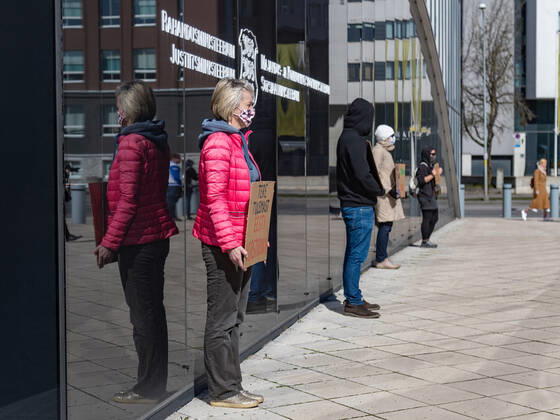 23.04.2020, Tallinn. Valitsuse tegevust kritiseeriv meeleavaldus superministeeriumi ees. Demonstration criticizing government action in front of the ministries building. Foto Mihkel Maripuu, Postimees Tallinn Harjumaa Estonia  Copyright: xMihkelxMaripuux