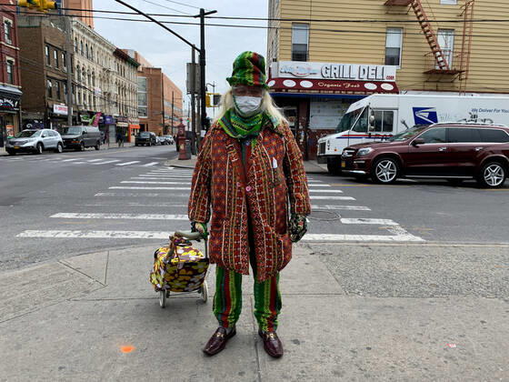 April 24, 2020, Brooklyn, USA: (NEW) Creativity in face masks protection amid Covid-19 pandemic . April 24,2020,Brooklyn,New York,USA:People are being creative in the use of protective face masks and outfits in the fight against Coronavirus in Brooklyn.They try to be stylist and outdo each other on a daily basis. Governor Andrew Cuomo and Mayor Bill de Blassio of New York have ordered and made it mandatory for everyone to use face masks in the state and city ...Credit: Thenews2 Brooklyn - ZUMAn293 20200424_znp_n293_002 Copyright: xNiyixFotex