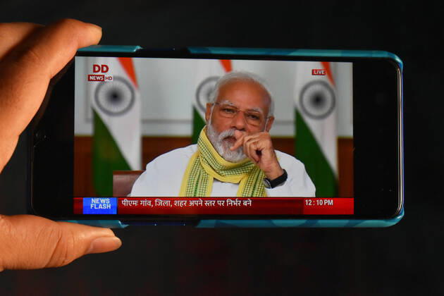 India: Narendra Modi on Panchayat Divas On a National Panchayat Day in India, Prime Minister Narendra Modi will interact with gram Panchayats of the whole country through video conference. It has been told by the central government that gram Panchayats have played an important role in prevention of infection of Covid-19, in which the supply of food grains to the poor and migrant laborers has played an important role. Today, on this occasion, PM, Modi will also launch the integrated e-Gram Swaraj portal through which the Gram Panchayats will be able to formulate development plans. Kolkata West Bengal India Copyright: SudiptaxDas