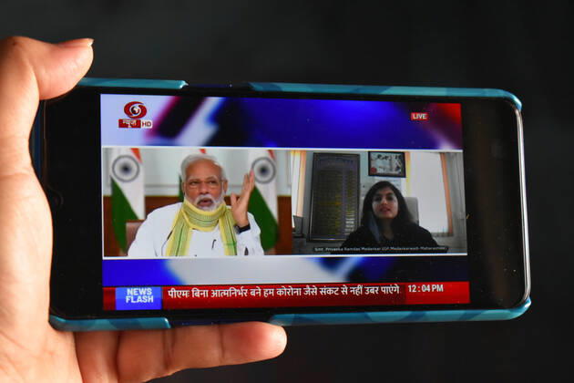 India: Narendra Modi on Panchayat Divas On a National Panchayat Day in India, Prime Minister Narendra Modi will interact with gram Panchayats of the whole country through video conference. It has been told by the central government that gram Panchayats have played an important role in prevention of infection of Covid-19, in which the supply of food grains to the poor and migrant laborers has played an important role. Today, on this occasion, PM, Modi will also launch the integrated e-Gram Swaraj portal through which the Gram Panchayats will be able to formulate development plans. Kolkata West Bengal India Copyright: SudiptaxDas