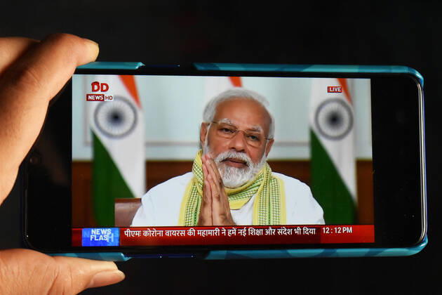 India: Narendra Modi on Panchayat Divas On a National Panchayat Day in India, Prime Minister Narendra Modi will interact with gram Panchayats of the whole country through video conference. It has been told by the central government that gram Panchayats have played an important role in prevention of infection of Covid-19, in which the supply of food grains to the poor and migrant laborers has played an important role. Today, on this occasion, PM, Modi will also launch the integrated e-Gram Swaraj portal through which the Gram Panchayats will be able to formulate development plans. Kolkata West Bengal India Copyright: SudiptaxDas