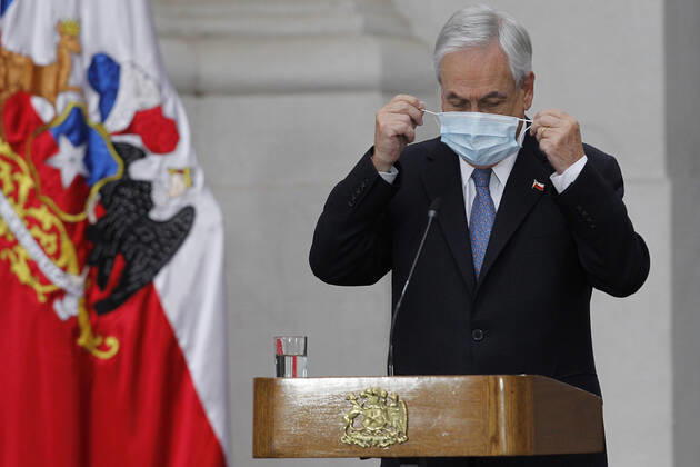 Santiago, April 24, 2020 The President of the Republic, Sebastian Pinera, makes a public statement at the Palacio de La Moneda Dragomir Yankovic Aton Chile, Santiago Chile Aton 414227  Copyright: DRAGOMIRxYANKOVIC ATONxCHILE