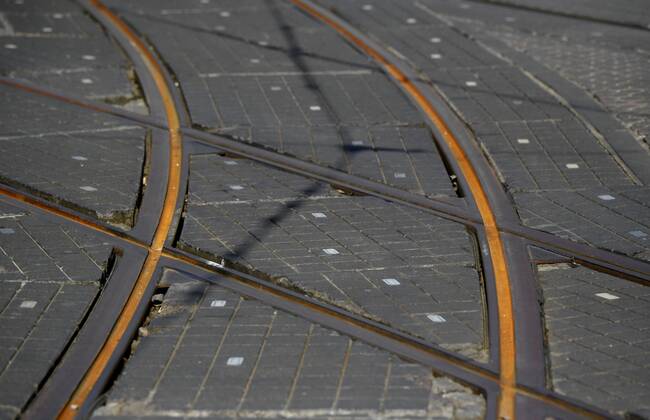 Rusty rails 26.04.2020., Croatia, Zagreb - The rails of the tram line are rusty and full of trash due to the ban on tram traffic. MarkoxLukunic PIXSELL