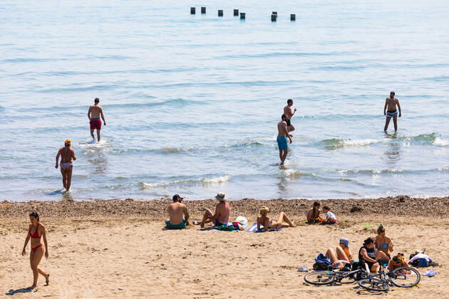 Sunny spring day at Bacvice Beach 26.04.2020., Croatia, Split - Sunny spring day at Bacvice Beach. MilanxSabic PIXSELL