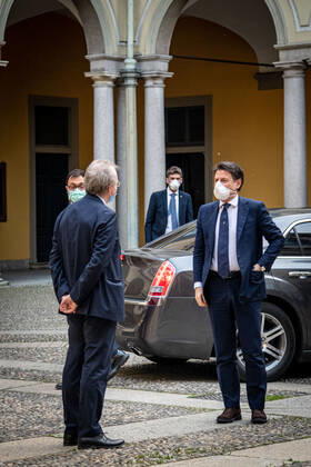 Milan - Visit of the Prime Minister Giuseppe Conte to the Prefecture of Milan. In the photo the prefect Renato Saccone (Marco Passaro Fotogramma, - 2020-04-27) p.s. la foto e utilizzabile nel rispetto del contesto in cui e stata scattata, e senza intento diffamatorio del decoro delle persone rappresentate  Copyright: xMarcoxPassarox xFOTOGRAMMAx