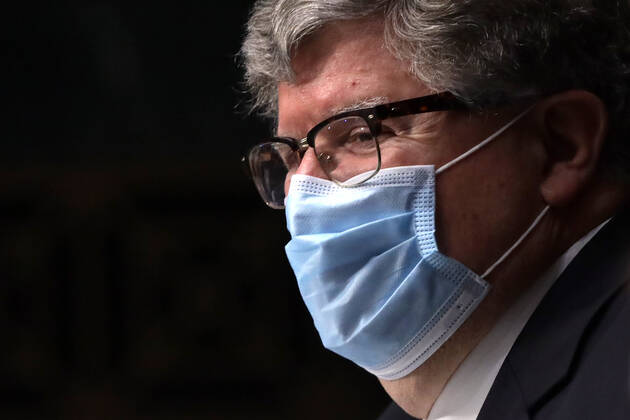 May 5, 2020, Washington, District of Columbia, USA: The Honorable Brian Miller testifies during a confirmation hearing before Senate Committee on Banking, Housing, and Urban Affairs May 5, 2020 at Dirksen Senate Office Building on Capitol Hill in Washington, DC. Brian Miller will become Special Inspector General for Pandemic Recovery at the U.S. Department of the Treasury if confirmed. .Credit: Pool via CNP Washington USA - ZUMAs152 20200505_zaa_s152_297 Copyright: xAlexxWongx