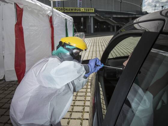 Drive & Go-Thru mobile tent for testing for the coronavirus as a part of the action Keep safe the Medics in Wroclaw Drive & Go-Thru mobile tent for testing for the coronavirus as a part of the action Keep safe the Medics provide free of charge tests for medics on May 12, 2020 in Wroclaw, Poland. There is also a possibility of making commercial tests for all those who want to get tested EN_01428357_0004