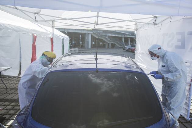 Drive & Go-Thru mobile tent for testing for the coronavirus as a part of the action Keep safe the Medics in Wroclaw Drive & Go-Thru mobile tent for testing for the coronavirus as a part of the action Keep safe the Medics provide free of charge tests for medics on May 12, 2020 in Wroclaw, Poland. There is also a possibility of making commercial tests for all those who want to get tested EN_01428357_0017