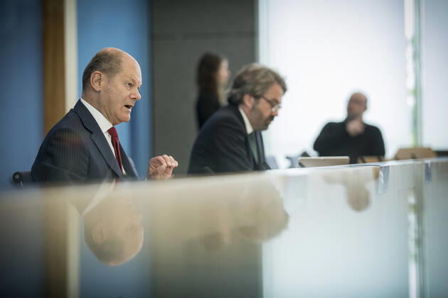 Bundesminister der Finanzen Olaf Scholz nimmt am (17.06.20) in der Bundespressekonferenz in Berlin an einer Pressekonferz zum Nachtragshaushalt der Bundesregierung teil.