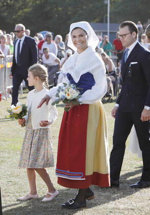 Prinsessan Estelle, kronprinsessan Victoria, prins Daniel Kungafamiljen under firandet av Victoriadagen pa Borgholms idrottsplats, Borgholm, Öland, 2019-07-14 (c) Patrik Österberg TT kod 2857 Borgholm Sweden x2857x Copyright: xPatrikxÖsterberg TTx Victoriadagen 2019
