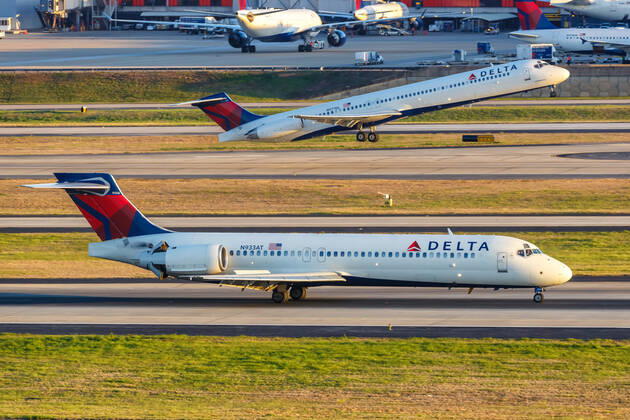 Atlanta, Vereinigte Staaten, 2. April 2019: Ein Boeing 717, 200 Flugzeug der Delta Air Lines mit dem Kennzeichen N933AT auf dem Flughafen Atlanta (ATL) in den Vereinigten Staaten.