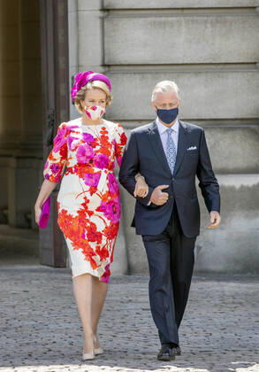 Bilder des Jahres 2020, Entertainment 07 Juli Entertainment Themen der Woche KW30 Entertainment Bilder des Tages 21-07-2020 Brussels Queen Mathilde and King Filip during the official celebration on the occasion of Today s Belgian National Day, at the Paleizenplein Place des Palais, in Brussels. The ceremony pays tribute to the health workers who tackled the Covid-19 crisis.  Copyright: xPPEx
