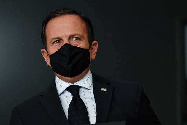 SÃO PAULO, SP - 31.07.2020: COLETIVA DE IMPRENSA JOÃO DORIA COVID19 - João Doria, (PSDB) Governor of São Paulo, during a press conference on measures to combat the Coronavirus, (COVID-19) this Friday, (31) at the Palácio dos Bandeirantes. During the press conference, Governor João Doria (PSDB) spoke about the invitation he received from President Jair Bolsonaro, (Without a Party) to visit the Ribeira Valley, and about the Coronavirus vaccine (COVID-19). x1943957x RobertoxCasimiro