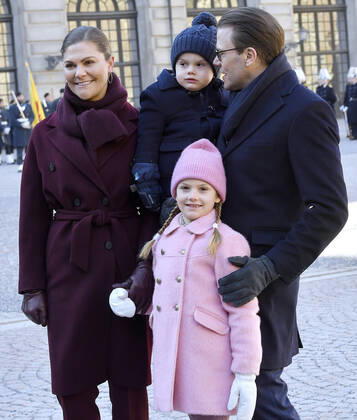 Crown Princess Victoria, Prince Oscar, Princess Estelle, Prince Daniel Crown Princess Victorias name day celebration in the inner courtyard of Stockholm Castle 2019 03 12 c Karin Törnblom TT Stockholm Sweden Royal Palace Sweden x2377x, Copyright: xKarinxTörnblom TTx Kronprinsessan Victorias namnsdag
