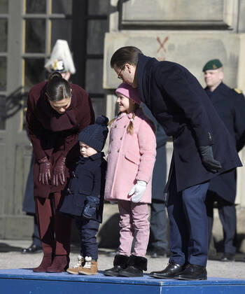 Crown Princess Victoria, Prince Oscar, Princess Estelle, Prince Daniel Crown Princess Victorias name day celebration in the inner courtyard of Stockholm Castle 2019 03 12 c Karin Törnblom TT Stockholm Sweden Royal Palace Sweden x2377x, Copyright: xKarinxTörnblom TTx Kronprinsessan Victorias namnsdag