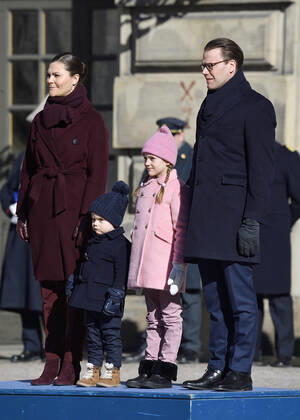 Crown Princess Victoria, Prince Oscar, Princess Estelle, Prince Daniel Crown Princess Victorias name day celebration in the inner courtyard of Stockholm Castle 2019 03 12 c Karin Törnblom TT Stockholm Sweden Royal Palace Sweden x2377x, Copyright: xKarinxTörnblom TTx Kronprinsessan Victorias namnsdag