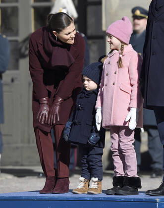 Crown Princess Victoria, Prince Oscar, Princess Estelle Crown Princess Victorias name day celebration in the inner courtyard of Stockholm Castle 2019 03 12 c Karin Törnblom TT Stockholm Sweden Royal Palace Sweden x2377x, Copyright: xKarinxTörnblom TTx Kronprinsessan Victorias namnsdag
