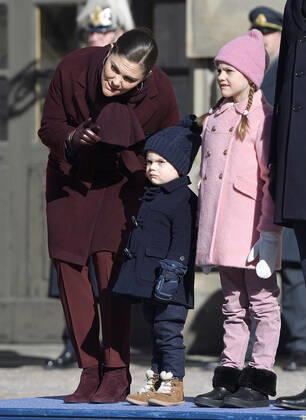 Crown Princess Victoria, Prince Oscar, Princess Estelle Crown Princess Victorias name day celebration in the inner courtyard of Stockholm Castle 2019 03 12 c Karin Törnblom TT Stockholm Sweden Royal Palace Sweden x2377x, Copyright: xKarinxTörnblom TTx Kronprinsessan Victorias namnsdag