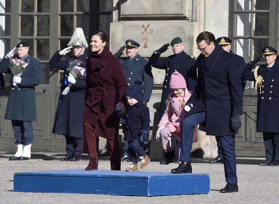 Crown Princess Victoria, Prince Oscar, Princess Estelle, Prince Daniel Crown Princess Victorias name day celebration in the inner courtyard of Stockholm Castle 2019 03 12 c Karin Törnblom TT Stockholm Sweden Royal Palace Sweden x2377x, Copyright: xKarinxTörnblom TTx Kronprinsessan Victorias namnsdag