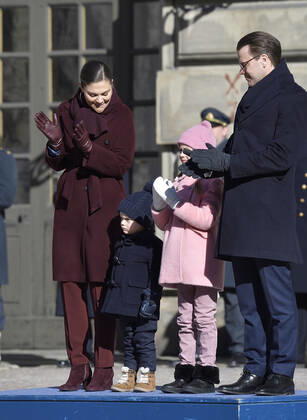 Crown Princess Victoria, Prince Oscar, Princess Estelle, Prince Daniel Crown Princess Victorias name day celebration in the inner courtyard of Stockholm Castle 2019 03 12 c Karin Törnblom TT Stockholm Sweden Royal Palace Sweden x2377x, Copyright: xKarinxTörnblom TTx Kronprinsessan Victorias namnsdag