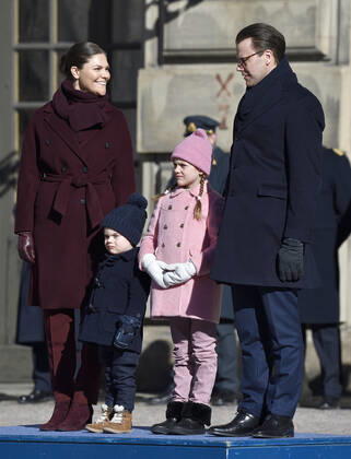 Crown Princess Victoria, Prince Oscar, Princess Estelle, Prince Daniel Crown Princess Victorias name day celebration in the inner courtyard of Stockholm Castle 2019 03 12 c Karin Törnblom TT Stockholm Sweden Royal Palace Sweden x2377x, Copyright: xKarinxTörnblom TTx Kronprinsessan Victorias namnsdag
