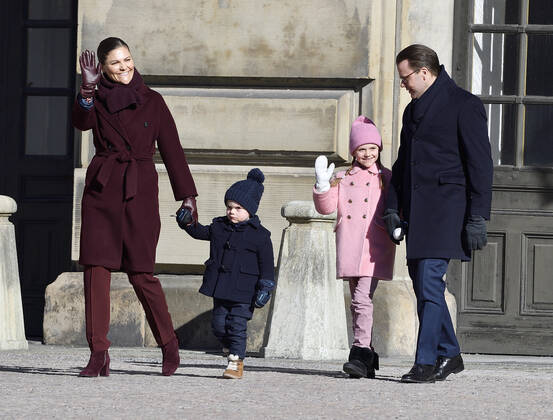 Crown Princess Victoria, Prince Oscar, Princess Estelle, Prince Daniel Crown Princess Victorias name day celebration in the inner courtyard of Stockholm Castle 2019 03 12 c Karin Törnblom TT Stockholm Sweden Royal Palace Sweden x2377x, Copyright: xKarinxTörnblom TTx Kronprinsessan Victorias namnsdag