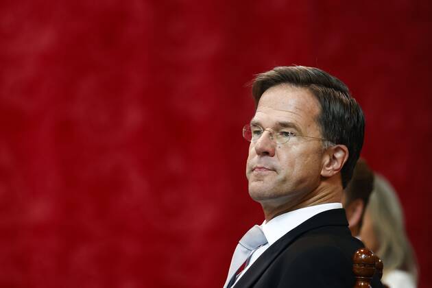DEN HAAG - Minister-president Mark Rutte tijdens de vergadering van de Staten-Generaal in de Grote Kerk op Prinsjesdag. Vanwege de coronacrisis ziet Prinsjesdag er anders uit dan normaal. Veel van de ceremoniele onderdelen gaan niet door en publiek is niet welkom in de binnenstad van Den Haag. ANP KOEN VAN WEEL Copyright: xHollandsexHoogtex xxANPx x422756670x