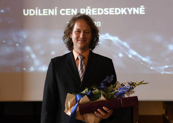 Five Czech scientists, on the photo mathematician Michal Pavelka, have received the Czech Science Foundation (GACR) award for outstanding results achieved within projects funded by GACR and focused on basic research, awarded by Foundation chairwoman Alice Valkarova in Prague, Czech Republic, today, on Wednesday, September 23, 2020. (CTKxPhoto MichalxKrumphanzl) CTKPhotoP202009230731801 kru 10