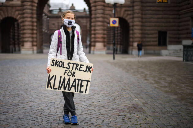 Bilder des Jahres 2020, News 10 Oktober News Themen der Woche KW40 News Bilder des Tages 201002 Climate activist Greta Thunberg pose for a portrait during the Fridays for Future Stockholm Climate Strike on October 2, 2020 in Stockholm. Photo: Maxim ThorÃ BILDBYRAN kod MT MT0046 bbeng greta thunberg klimat klimataktivist climate climate activist climate change fridays for future Copyright: MAXIMxTHORE 0048573203st