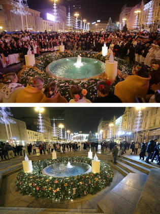 PXL_Combo of last year s and this year s Advent in Zagreb Combo of last year s and this year s Advent in Zagreb, Croatia on November 29, 2020. LukaxStanzl PIXSELL